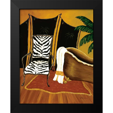 Safari Bath Black Modern Wood Framed Art Print by Sewell, Krista