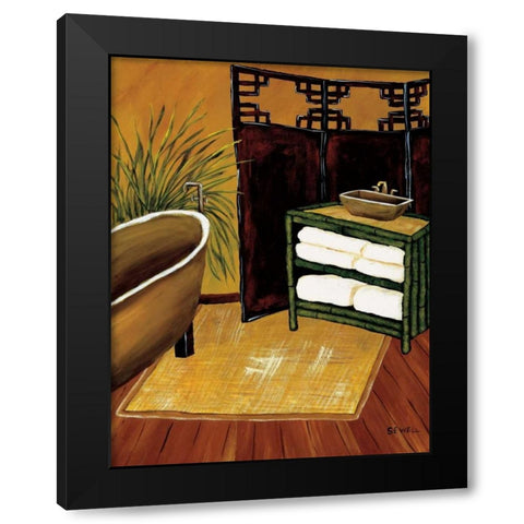 Bamboo Bath Black Modern Wood Framed Art Print by Sewell, Krista