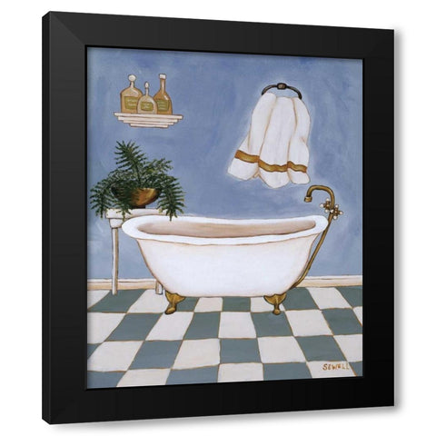 Blue Mood II Black Modern Wood Framed Art Print with Double Matting by Sewell, Krista