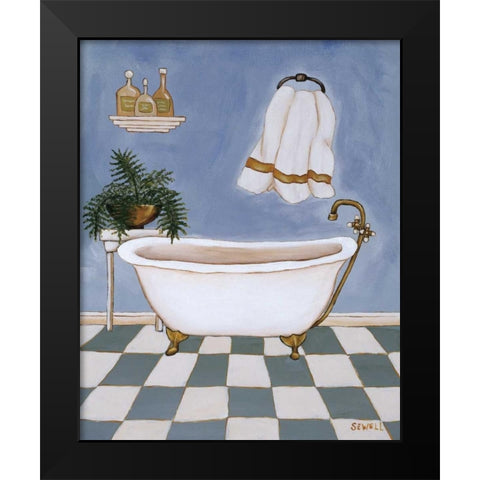 Blue Mood II Black Modern Wood Framed Art Print by Sewell, Krista