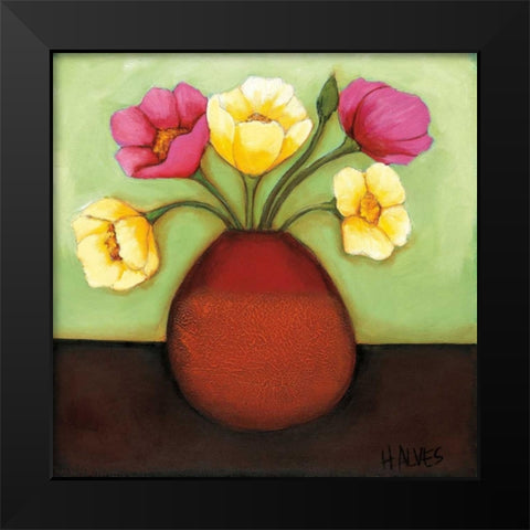 Flores Coloridas I Black Modern Wood Framed Art Print by Alves, Helena