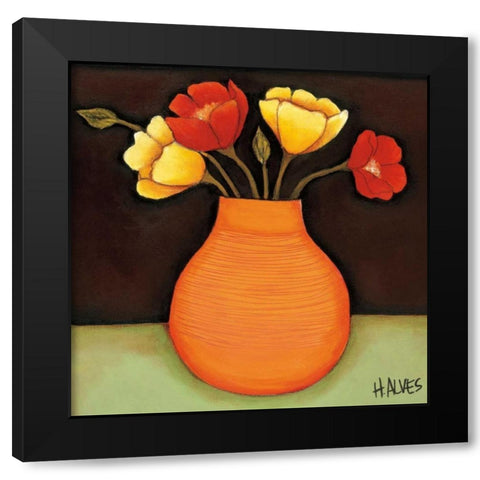 Flores Coloridas II Black Modern Wood Framed Art Print by Alves, Helena