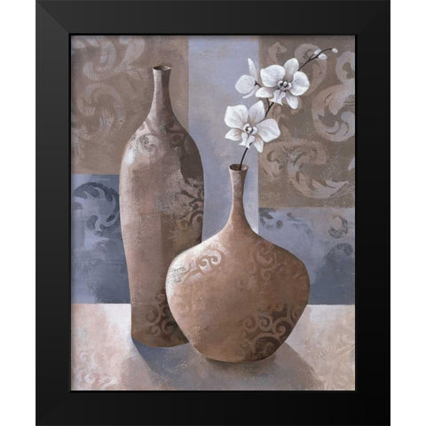 Silver Orchids I Black Modern Wood Framed Art Print by Mallett, Keith