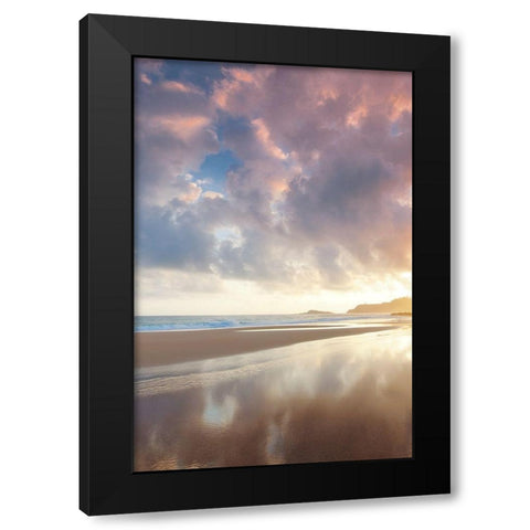 Secret Beach Sunrise II Black Modern Wood Framed Art Print with Double Matting by Frates, Dennis