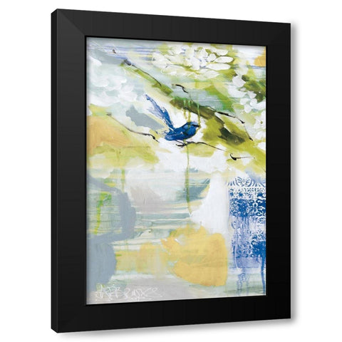 Blue Wrens I Black Modern Wood Framed Art Print with Double Matting by Jones, A.