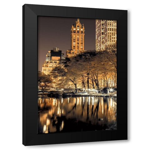 Central Park Glow II Black Modern Wood Framed Art Print by Frank, Assaf