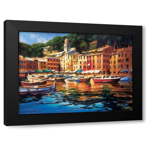 Portofino Colors Black Modern Wood Framed Art Print by OToole, Michael