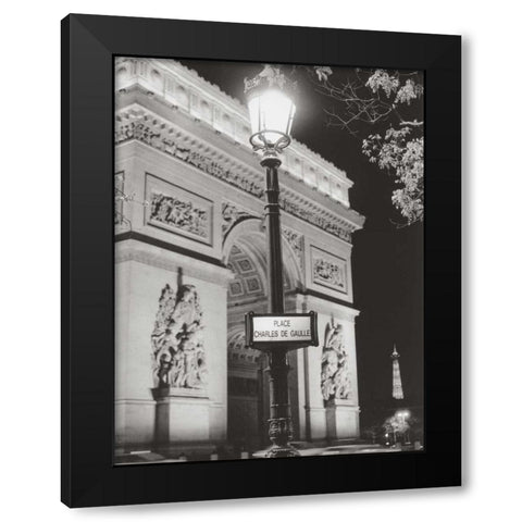 Place Charles de Gaulle Black Modern Wood Framed Art Print by Davidson, Clay