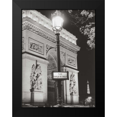 Place Charles de Gaulle Black Modern Wood Framed Art Print by Davidson, Clay