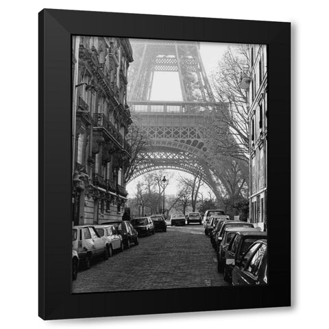 Street View of La Tour Eiffel Black Modern Wood Framed Art Print with Double Matting by Davidson, Clay