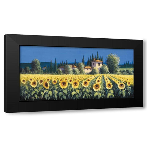 Summer Blooms Black Modern Wood Framed Art Print by Short, David