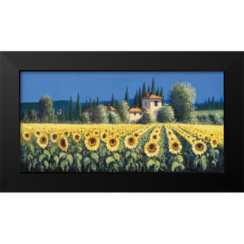 Summer Blooms Black Modern Wood Framed Art Print by Short, David