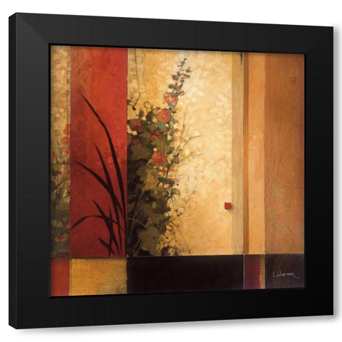Hollyhock Garden Black Modern Wood Framed Art Print with Double Matting by Li-Leger, Don