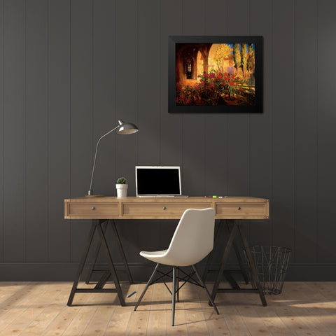 Twilight Courtyard Black Modern Wood Framed Art Print by Craig, Philip