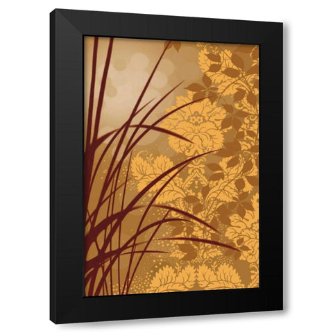 Golden Flourish I Black Modern Wood Framed Art Print with Double Matting by Aparicio, Edward