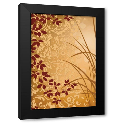 Golden Flourish II Black Modern Wood Framed Art Print by Aparicio, Edward