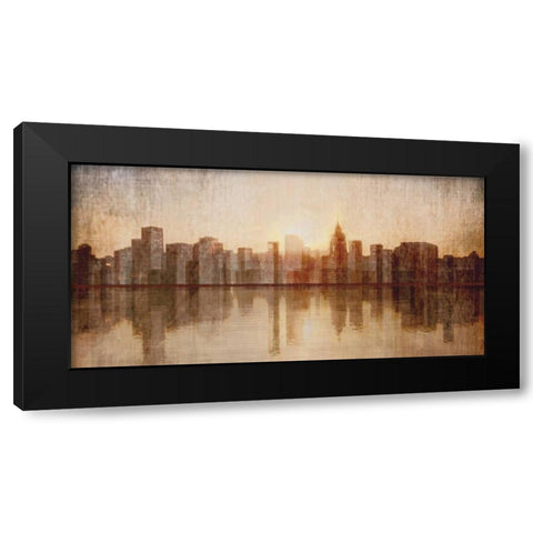 Skyline Black Modern Wood Framed Art Print with Double Matting by Amori