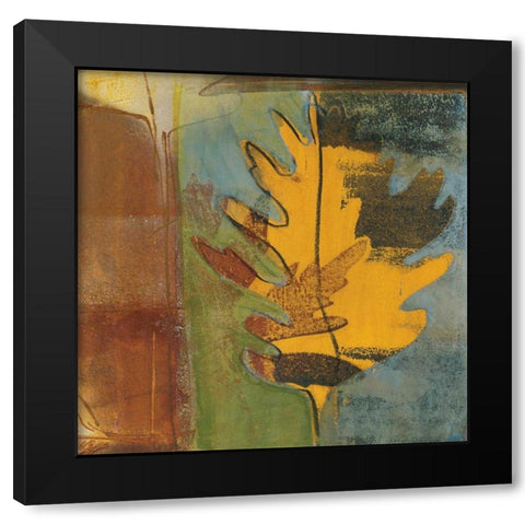 Dancing Leaf Black Modern Wood Framed Art Print by Bernsen, Leslie