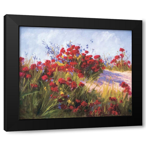 Red Poppies and Wild Flowers Black Modern Wood Framed Art Print by Curt, Brigitte