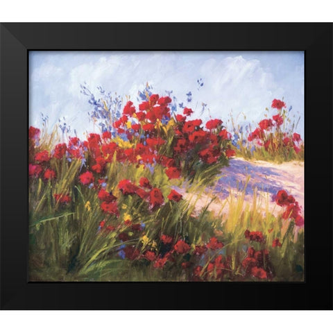 Red Poppies and Wild Flowers Black Modern Wood Framed Art Print by Curt, Brigitte