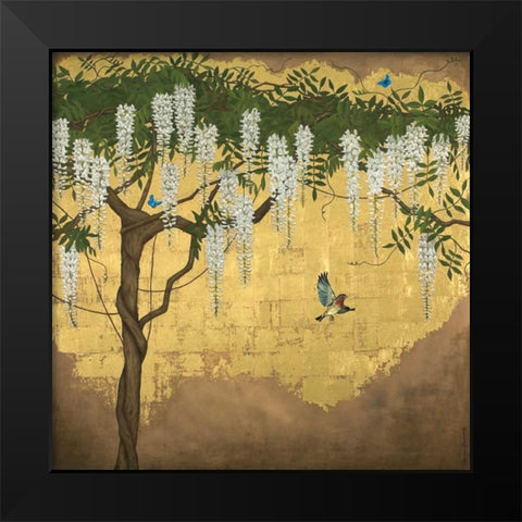 Wisteria with House Finch Black Modern Wood Framed Art Print by Charlotte, Joanna