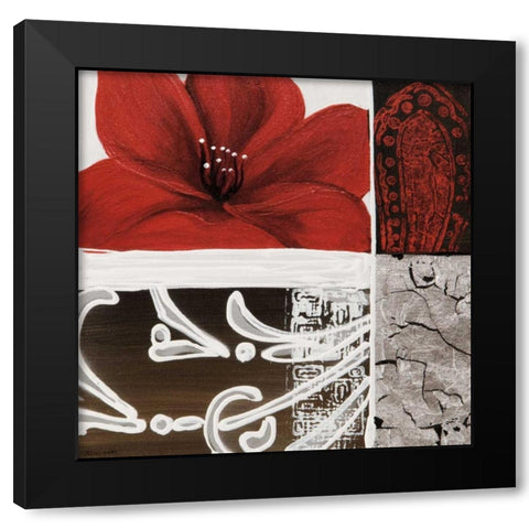 Flora I Black Modern Wood Framed Art Print with Double Matting by Copley , Jasmin Zara