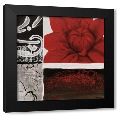 Flora II Black Modern Wood Framed Art Print with Double Matting by Copley , Jasmin Zara