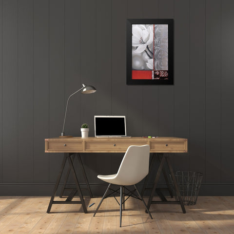 Bohemia Flora White Black Modern Wood Framed Art Print by Copley , Jasmin Zara
