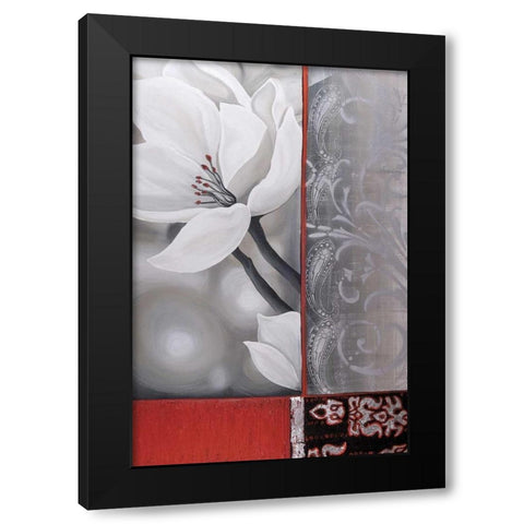 Bohemia Flora White Black Modern Wood Framed Art Print with Double Matting by Copley , Jasmin Zara