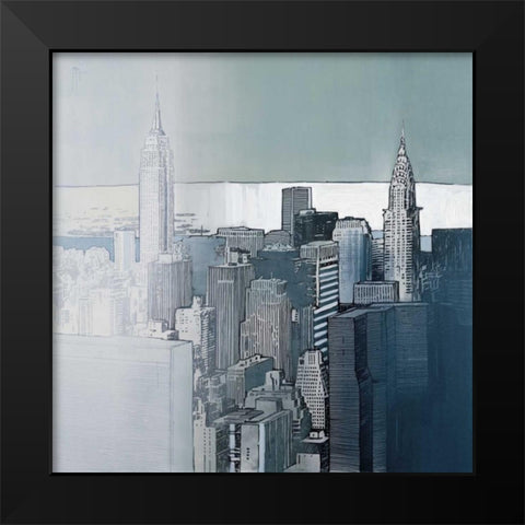Chrysler and Empire State Buildings Black Modern Wood Framed Art Print by Farre, Joan
