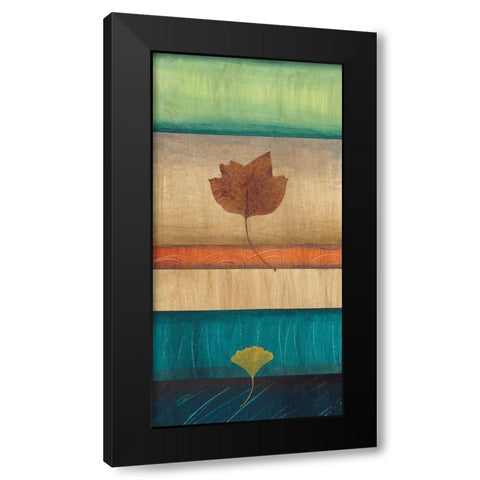 Springing Leaves II Black Modern Wood Framed Art Print with Double Matting by Fields, Laurie