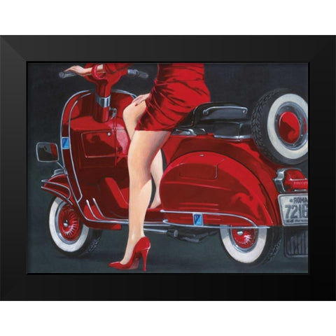 Woman in Red Black Modern Wood Framed Art Print by Garigliano, Miguel