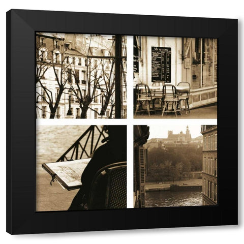Paris a la Seine Black Modern Wood Framed Art Print with Double Matting by Gilboa, Marina Drasnin