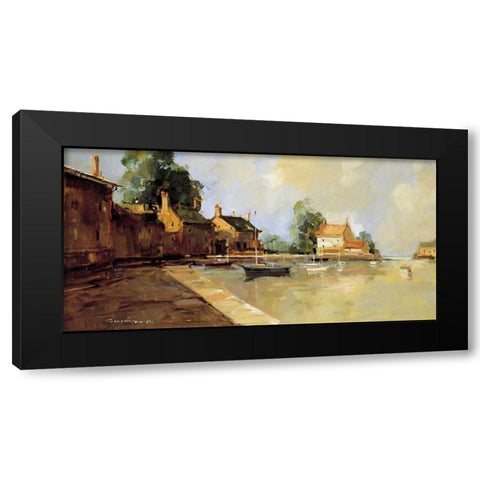 Morning Harbor Black Modern Wood Framed Art Print by Goerschner, Ted