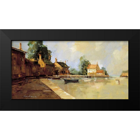 Morning Harbor Black Modern Wood Framed Art Print by Goerschner, Ted
