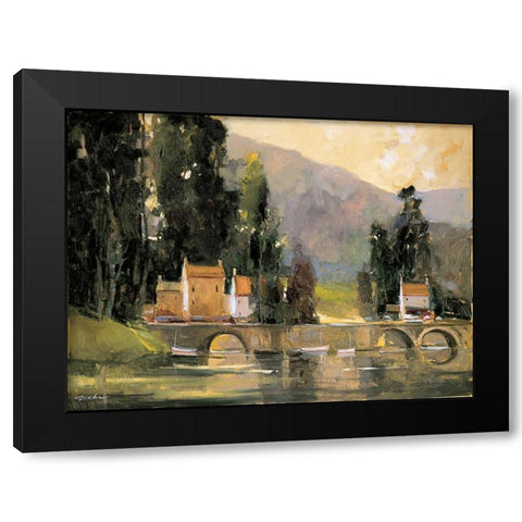 Bridge in the Cottswalds Black Modern Wood Framed Art Print with Double Matting by Goerschner, Ted