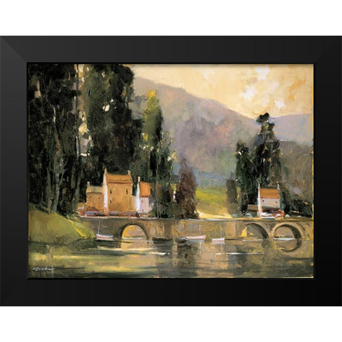 Bridge in the Cottswalds Black Modern Wood Framed Art Print by Goerschner, Ted