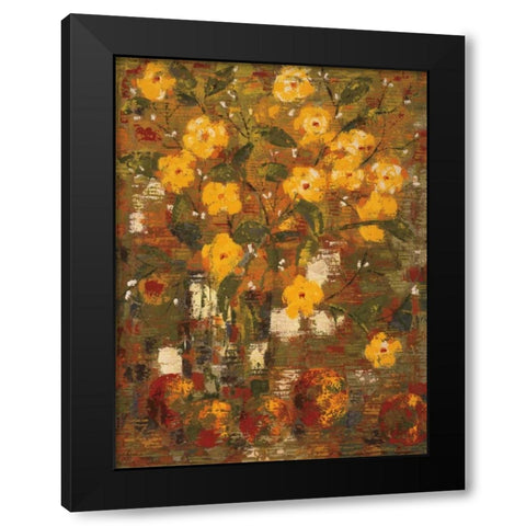 Yellow Bouquet Black Modern Wood Framed Art Print by Gojanovic, Zivana