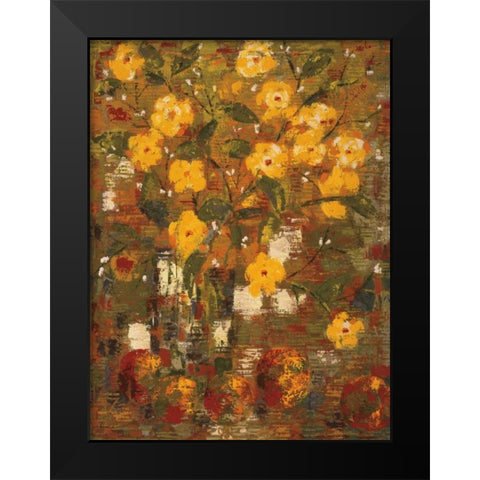 Yellow Bouquet Black Modern Wood Framed Art Print by Gojanovic, Zivana