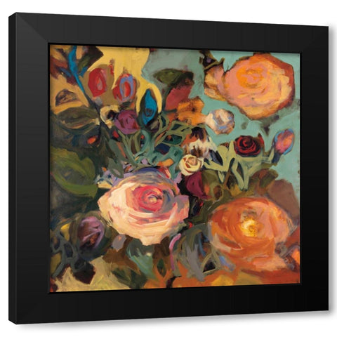 Rose Garden II Black Modern Wood Framed Art Print by Harwood, Jennifer