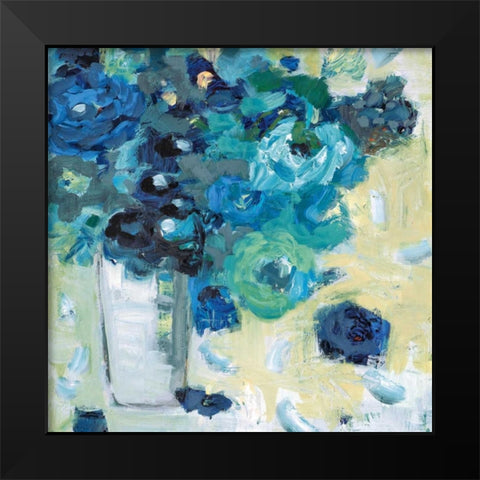 Harmony in Blue Black Modern Wood Framed Art Print by Harwood, Jennifer