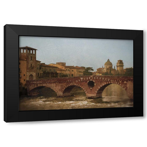Ponte Pietra Verona  Black Modern Wood Framed Art Print with Double Matting by Jacks, Heather