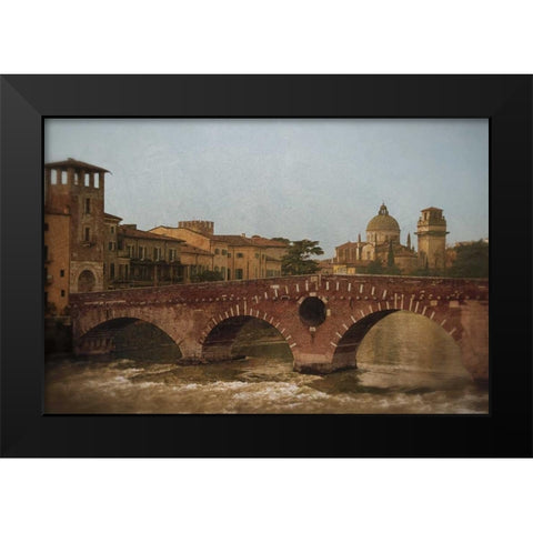 Ponte Pietra Verona  Black Modern Wood Framed Art Print by Jacks, Heather