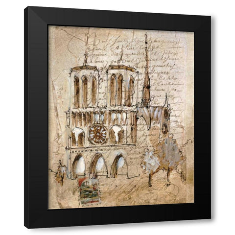 Notre Dame Black Modern Wood Framed Art Print by Jardine, Liz