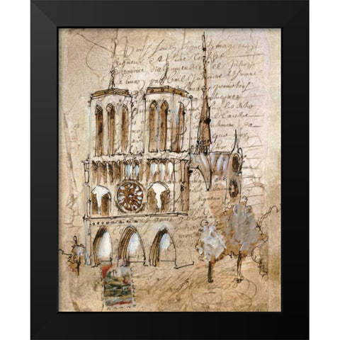 Notre Dame Black Modern Wood Framed Art Print by Jardine, Liz