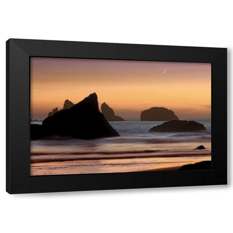 Moonset Black Modern Wood Framed Art Print with Double Matting by Jones, Mike