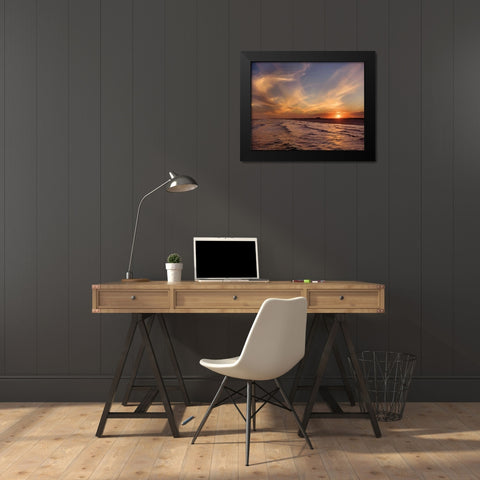 Corpus Christi Sunset Black Modern Wood Framed Art Print by Jones, Mike