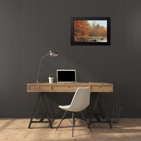 Foggy River Black Modern Wood Framed Art Print by Jones, Mike