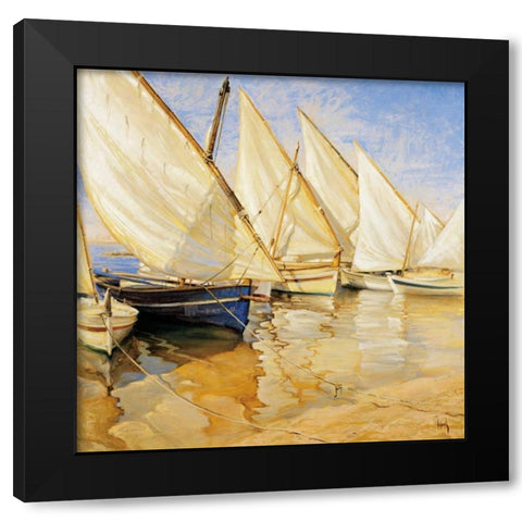 White Sails I Black Modern Wood Framed Art Print by Laporta, Jaume
