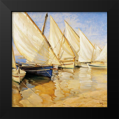White Sails I Black Modern Wood Framed Art Print by Laporta, Jaume